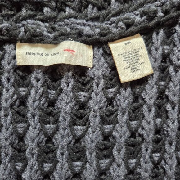 Sleeping On Snow Wool Blend Cardigan Womens S/M Sleeveless Black Chunky Wrap - Picture 2 of 7